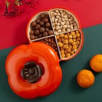 Đĩa Đựng Trái Cây/ Hộp Đựng Mứt Tết,Bánh Kẹo Chia Ngăn Có Nắp Đậy Trang Trí Phòng Khách Mừng Năm Mới