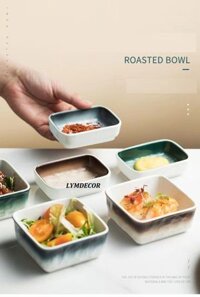 Đĩa gia vị, chén sốt, bát nước chấm hình chữ nhật/vuông vân đá chống xước - Chén Dĩa nhà hàng sứ cao cấp phong cách Bắc Âu