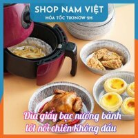 Đĩa Giấy Bạc Lót Nồi Chiên Không Dầu, Khay Bạc Nướng Thực Phẩm Nhiều Cỡ - Set 10 Đĩa 22cm