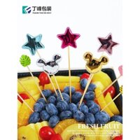 Dĩa gỗ Dingfeng hoạt hình, dĩa cắt trái cây, dĩa nếm, dĩa mang đi, dĩa hình trái tim, tay cầm dài, tăm, dĩa tre