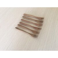 Dĩa gỗ KEO nhỏ màu gỗ trầm 3 chấu (Bộ 6 chiếc)14,7cm-DG02