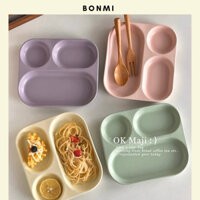 Đĩa gốm chia ngăn, đĩa ăn eat clean giảm cân tiện lợi phong cách Hàn Quốc Bonmi Decor