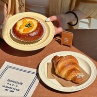 Đĩa Gốm Kem Nổi Chữ Bộ Đồ Ăn Hộ Gia Đình Phương Tây Thực Phẩm Pasta Đĩa Ăn Sáng