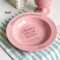Đĩa gốm sứ Fruit cherry strawberry Francais text 4x20