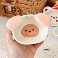 Đĩa gốm sứ mini Baby bear cosplay pig face 4x8