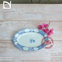Đĩa hoa chanh cổ bộ bát chiết yêu Bát Tràng giả cổ - Oval 23x15cm