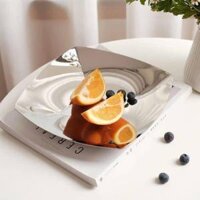 Đĩa Hoa Quả, Đĩa Đựng Bánh Kẹo Inox 304 Hãng Lunkai Pháp Size 24cm