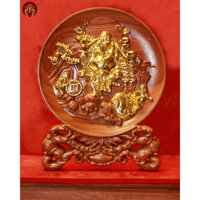 Đĩa Hương Gỗ Mạ Vàng Cụ Di Lặc Phù Hợp Đi Tân Gia, Biếu Tặng,  Mang Tới May Mắn, Tài Lộc Thịnh Vượng