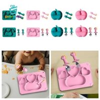 Đĩa hút silicon Đĩa thực phẩm Bộ đồ ăn di động Nhỏ gọn Đa năng Dễ sử dụng Đĩa chia