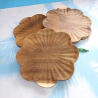Đĩa Khay Gỗ Keo Hình Hoa Size 22cm, Khay Đựng Hoa Qủa, Đồ Ăn Nhanh, Decor Mộc Vitrapro