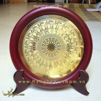 đĩa lưu niệm quà tặng mặt trống đồng ăn mòn 16cm
