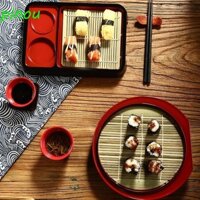 Đĩa mì lạnh LONGQIYING, Phong cách Nhật Bản với thảm tre Đĩa mì Soba, Khay đựng thức ăn Sushi bằng nhựa đa năng thời trang cao cấp