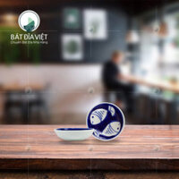 Đĩa muối phi 6 men xanh cá trắng Bát Tràng Rộng 6cm x Cao 1.5cm