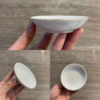 Đĩa muối tiêu sứ trắng viền vàng kim OHIO
