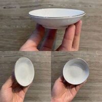 Đĩa muối tiêu sứ trắng viền bạch kim OHIO