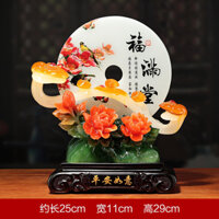 Đĩa Ngọc Phong Thủy Trượng Như Ý size 21, Hoa Mẫu Đơn Quà Tặng Tân Gia Khai Trương Trang Trí Nhà Cửa