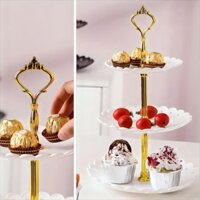 Đĩa Nhựa 3 Tầng Đựng Bánh Kẹo Hoa Qủa Trang Trí Bàn Tiệc, Tết