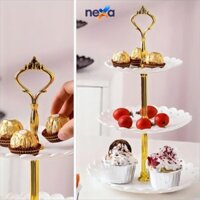 Đĩa Nhựa 3 Tầng Đựng Bánh Kẹo Hoa Qủa Trang Trí Bàn Tiệc, Tết