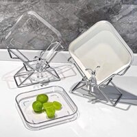 Đĩa nhựa đựng hoa quả bánh kẹo, sét 6 đĩa nhựa PET kèm theo giá đỡ hình thỏ ngồi nhìn sang trong cao cấp BOKI HOUSE