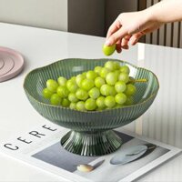 Đĩa Nhựa Đựng Hoa Quả Viền Mạ Vàng Sang Trọng Có Chân Đế Chắc Chắn, Chịu Lực Tốt
