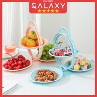Đĩa nhựa đựng trái cây, hoa quả Galaxy 2 tầng 3 ngăn,  có thể gấp gọn tiện dụng