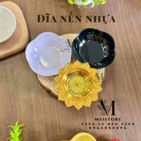 Đĩa nhựa hoa mai đựng nến