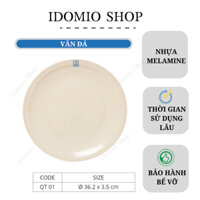 Dĩa Nhựa Lớn Melamine Vân Đá Kem Cao Cấp 36cm