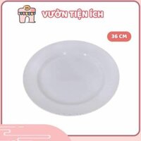 Dĩa nhựa melamine size lớn số 14 đường kính 36cm màu trắng đáy cạn dùng làm dĩa gỏi, đồ nguội, đa năng bền bỉ