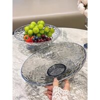 Đĩa nhựa trong sần đựng hoa quả, mâm bồng đựng hoa quả có lỗ thoát nước phong cách thời thượng