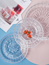 Dĩa nhựa trong suốt đựng trái cây vân hoa nhiều cánh