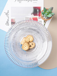 Dĩa nhựa trong suốt đựng trái cây vân gợn sóng (sâu lòng)