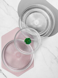 Dĩa nhựa trong suốt đựng trái cây vân gợn sóng