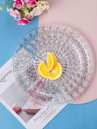 Dĩa nhựa trong suốt đựng trái cây vân pha lê