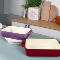 Đĩa nướng bánh hình chữ nhật bằng gang tráng men, Chảo nướng, Lasagna / Chảo nướng, 12 "× 8", 3QT, Đỏ