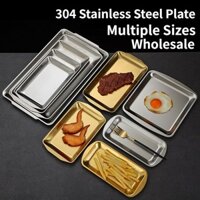 Đĩa Nướng Bbq Bằng Thép Không Gỉ 304 Dày Dặn Hình Vuông Màu Vàng Kim Phong Cách Hàn Quốc