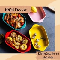 Đĩa nướng, thố sứ chữ nhật có tai cầm phong cách Bắc Âu - 1904 DECOR