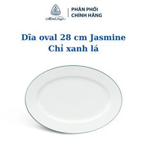 Dĩa oval 28cm Jasmine Chỉ Xanh Lá