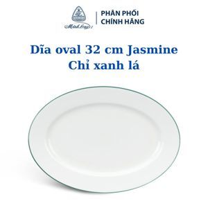 Dĩa oval 32cm Jasmine Chỉ Xanh Lá