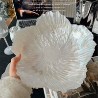 Đĩa Pha Lê Đĩa Pha Lê Trang Trí Nhà Cửa Thủy Tinh Pha Lê Hoa Đĩa Trái Cây Giá Trị Cao ins Lớn Hộ Gia Đình Đĩa Ăn Nhẹ Tấm Ngọc Trai Trắng Phong Cách Đơn Giản
