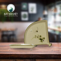 Đĩa quạt chuồn trúc xanh gốm sứ Bát Tràng Rộng 24cm x Dài 28cm