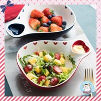 Đĩa salad trái tim KITCAT STORE phong cách Bắc Âu gốm sứ nghệ thuật 2 màu xanh than và đỏ