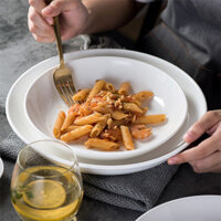 Đĩa Salad Tròn Đĩa Tây Đĩa Gốm Bắc Âu Đồ Ăn Đơn Giản Đĩa Pasta Đĩa Trắng Nguyên Chất ​​đại cầu