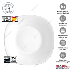 Đĩa soup vuông thủy tinh Parma - 23 x 23 cm