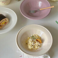 Dĩa sứ ăn mì sâu lòng trơn bóng pastel nhiều màu Pastel, đĩa sứ chịu nhiệt lò vi sóng ăn salad, mì ý |Chanhhome.decor|