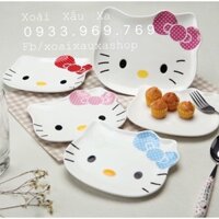 dĩa sứ hình mèo hello kitty đồ dùng nhà bếp dễ thương 15cm (dvt: 1 cái)