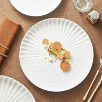 Đĩa sứ Jenelle nhập khẩu - Đĩa gốm sứ trắng dẻ quạt xếp tròn nhà hàng cao cấp | Jenelle Disc