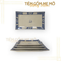 Đĩa sứ khay sứ hình chữ nhật hoạ tiết hoa chanh cổ vẽ tay thủ công gốm sứ Bát Tràng