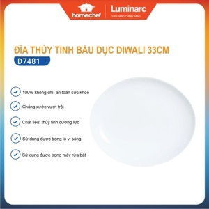 Đĩa sứ thủy tinh bầu dục Diwali D7481