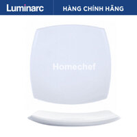 Đĩa sứ thủy tinh vuông trắng Quadrato 19cm-D7215 100% không chứa chì dùng an toàn trong máy rửa bát và lò vi sóng