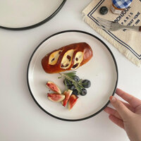 Đĩa sứ trắng viền đen chất lượng cao